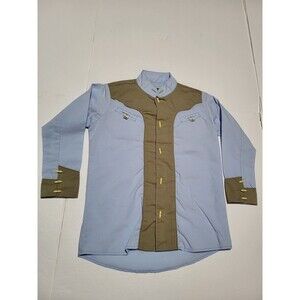 (#17)El General Long Sleeve Toggle Button Down Size Kid's 8 Blue/ Brown